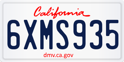 CA license plate 6XMS935