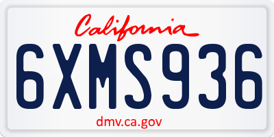 CA license plate 6XMS936