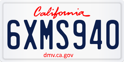 CA license plate 6XMS940