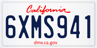 CA license plate 6XMS941