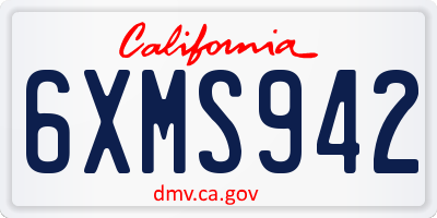 CA license plate 6XMS942
