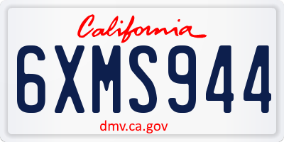 CA license plate 6XMS944