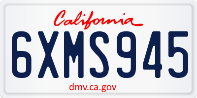 CA license plate 6XMS945