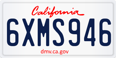 CA license plate 6XMS946