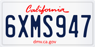 CA license plate 6XMS947