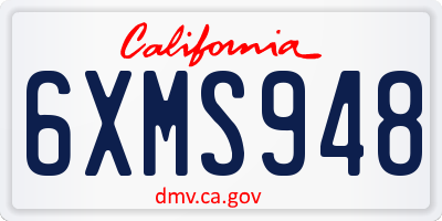 CA license plate 6XMS948