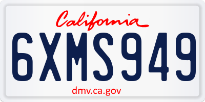 CA license plate 6XMS949
