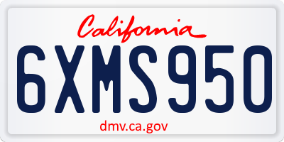 CA license plate 6XMS950