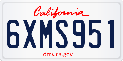 CA license plate 6XMS951