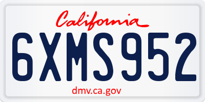 CA license plate 6XMS952