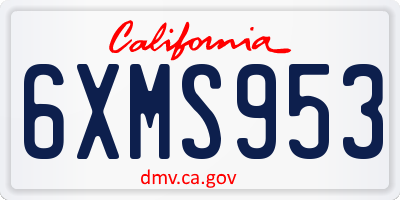 CA license plate 6XMS953
