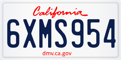 CA license plate 6XMS954