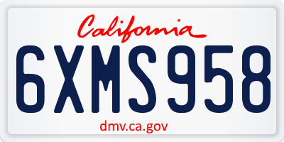 CA license plate 6XMS958