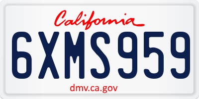 CA license plate 6XMS959