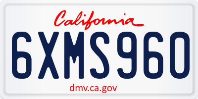 CA license plate 6XMS960