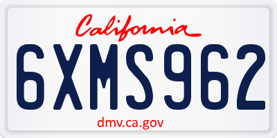 CA license plate 6XMS962