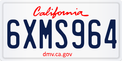 CA license plate 6XMS964