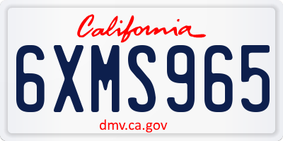 CA license plate 6XMS965