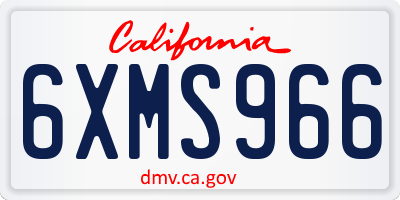 CA license plate 6XMS966