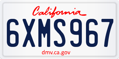 CA license plate 6XMS967