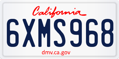 CA license plate 6XMS968