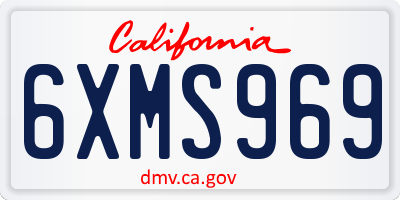 CA license plate 6XMS969