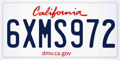 CA license plate 6XMS972