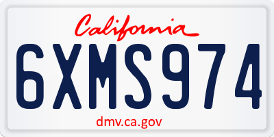 CA license plate 6XMS974