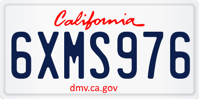 CA license plate 6XMS976