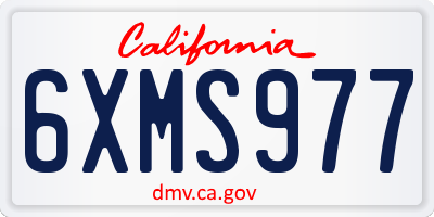 CA license plate 6XMS977