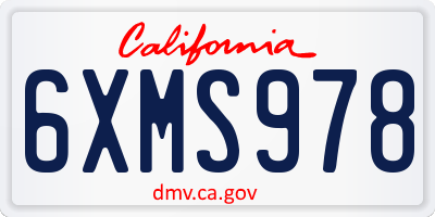 CA license plate 6XMS978