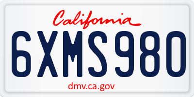 CA license plate 6XMS980