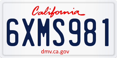 CA license plate 6XMS981