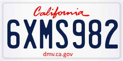 CA license plate 6XMS982