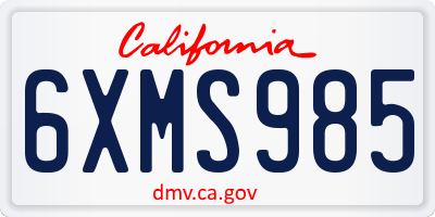 CA license plate 6XMS985
