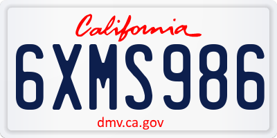 CA license plate 6XMS986