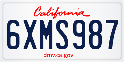 CA license plate 6XMS987