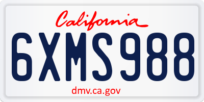 CA license plate 6XMS988