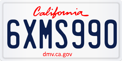 CA license plate 6XMS990