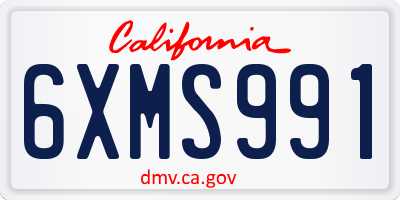 CA license plate 6XMS991