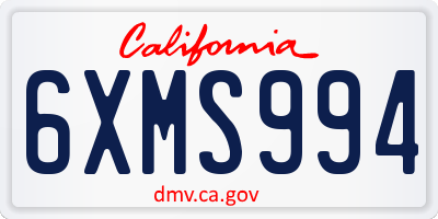 CA license plate 6XMS994