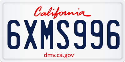 CA license plate 6XMS996