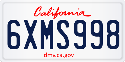CA license plate 6XMS998