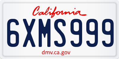 CA license plate 6XMS999