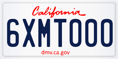 CA license plate 6XMT000