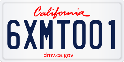 CA license plate 6XMT001