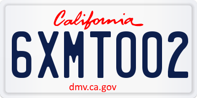 CA license plate 6XMT002