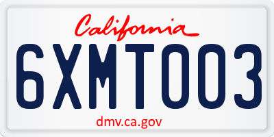 CA license plate 6XMT003