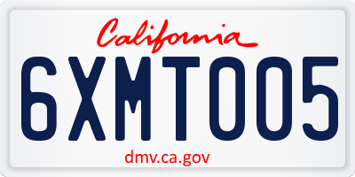 CA license plate 6XMT005