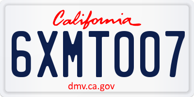 CA license plate 6XMT007